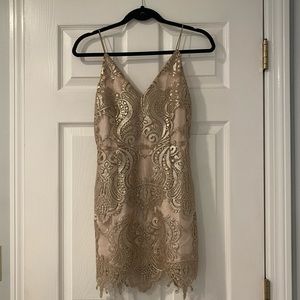 XS Tobi Gold Mini Dress, Worn Once, Like New!